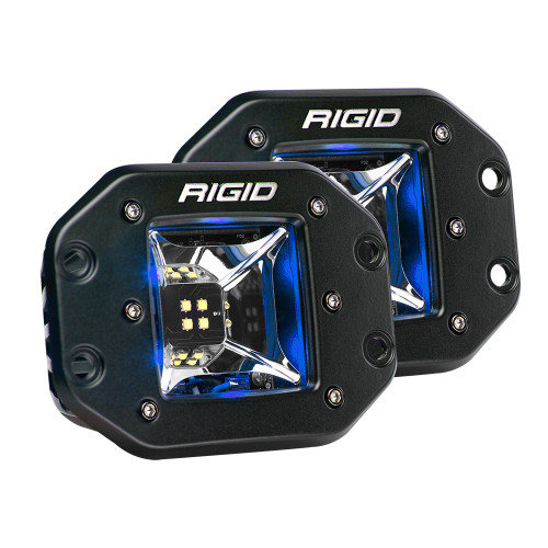 RIGID Industries Radiance Scene Lights - Flush Mount Pair - Black with Blue LED Backlights - P/N 68211