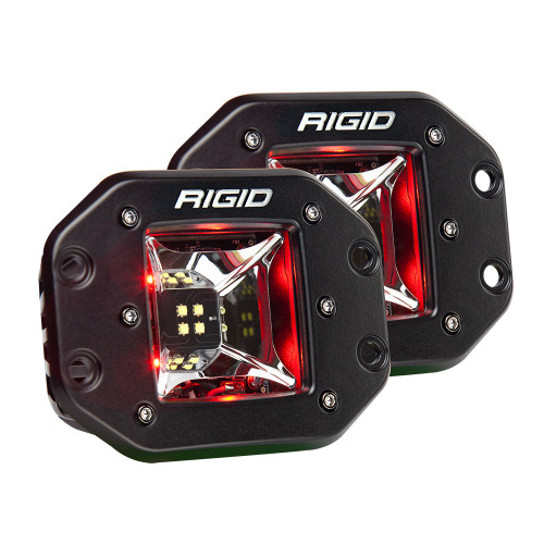 RIGID Industries Radiance Scene Lights - Flush Mount Pair - Black with Red LED Backlights - P/N 68212