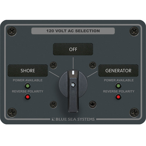 Blue Sea 8367 AC Rotary Switch Panel 30 Ampere 2 Positions + OFF, 2 Pole - P/N 8367