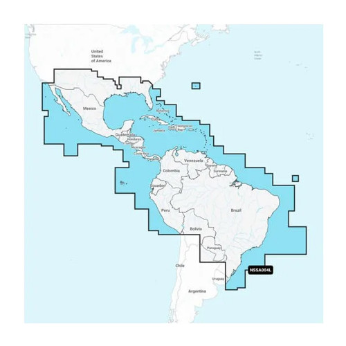 Garmin Navionics+™ NSSA004L - Mexico, the Caribbean to Brazil - Inland & Coastal Marine Chart - P/N 010-C1285-20