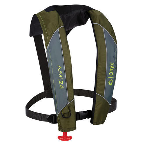 Onyx A/M-24 Automatic/Manual Inflatable PFD Life Jacket - Green - P/N 132000-400-004-18