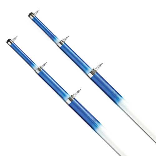 Tigress 15' Telescoping Fiberglass Outrigger Poles - 1-1/8" O.D. - White/Blue - Pair - P/N 88200