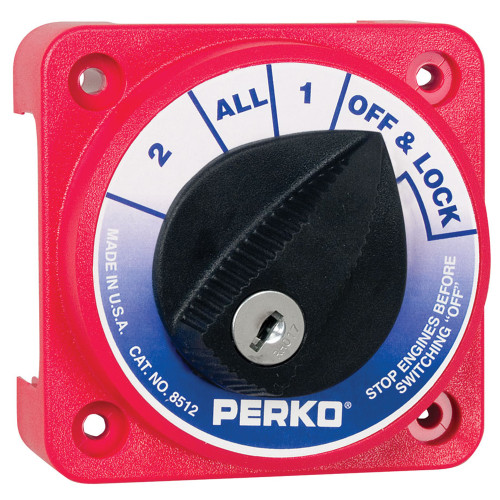 Perko Compact Medium Duty Battery Selector Switch with Key Lock - P/N 8512DP