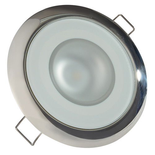 Lumitec Mirage - Flush Mount Down Light - Glass Finish/Polished SS - 4-Color Red/Blue/Purple Non Dimming with White Dimming - P/N 113110