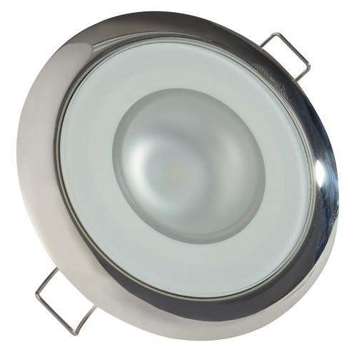 Lumitec Mirage - Flush Mount Down Light - Glass Finish/Polished SS Bezel - 3-Color Red/Blue Non-Dimming with White Dimming - P/N 113118