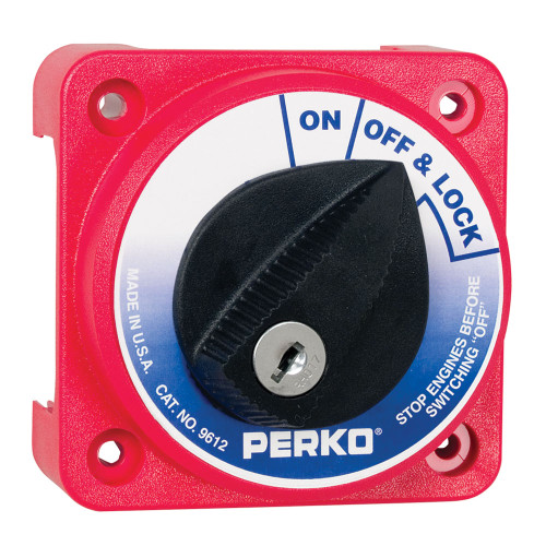 Perko 9612DP Compact Medium Duty Main Battery Disconnect Switch with Key Lock - P/N 9612DP