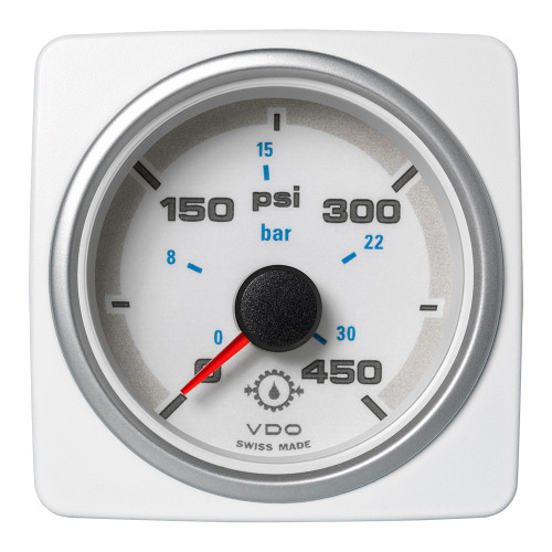 Veratron 52 MM (2-1/16") AcquaLink Transmission Oil Pressure 450 PSI/30 Bar - White Dial & Bezel - P/N A2C1338700001