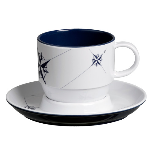 Marine Business Melamine Tea Cup & Plate Breakfast Set - NORTHWIND - Set of 6 - P/N 15005C