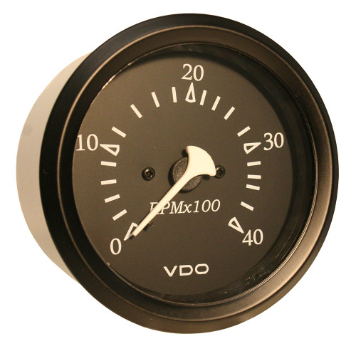 VDO Cockpit Marine 85MM (3-3/8") Diesel Tachometer - 4000 RPM - Black Dial/Bezel - P/N 333-11915