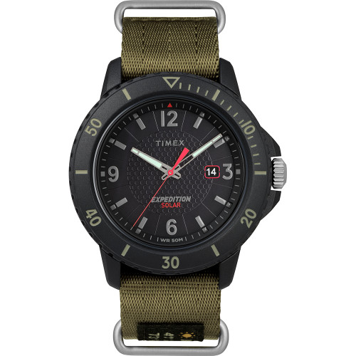 Timex Gallatin Nylon Slip-Thru Watch - Solar Green/Black Dial - P/N TW4B14500JV