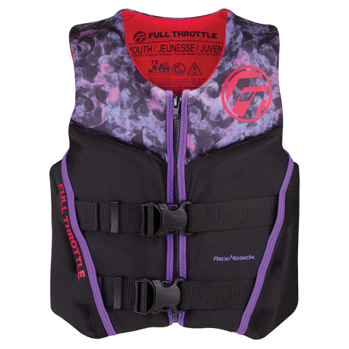 Full Throttle Youth Rapid-Dry Flex-Back Life Jacket - Pink/Black - P/N 142500-105-002-22