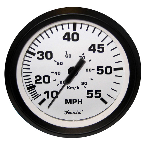 Faria Euro White 4" Speedometer - 55MPH (Pitot) - P/N 32909