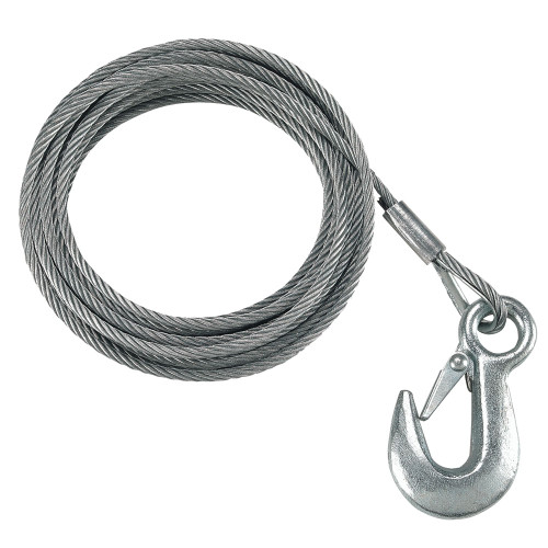 Fulton 7/32" x 50' Galvanized Winch Cable and Hook - 5,600 lbs. Breaking Strength - P/N WC750 0100