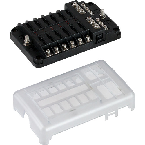 Sea-Dog Blade Style LED Indicator Fuse Block with Negative Bus Bar - 12 Circuit - P/N 445188-1
