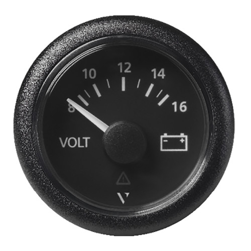 Veratron 52 MM (2-1/16") ViewLine Voltmeter - 8 to16V - Black Dial & Bezel - P/N A2C59512545