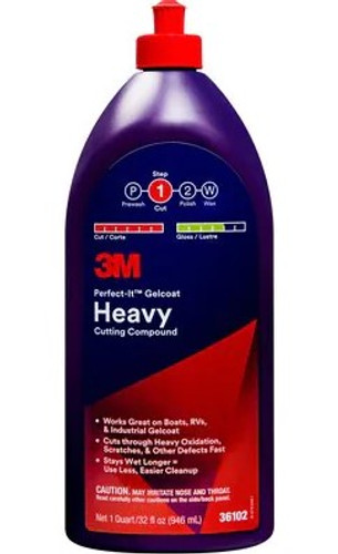 3M™ Perfect-It™ Gelcoat Heavy Cutting Compound, 36102, 1 quart (946 mL), 6 per case by 3M (7100210895)