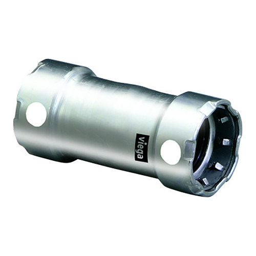 Viega MegaPress 1/2" Stainless Steel 304 Coupling with o Stop - Double Press Connection - Smart Connect Technology - P/N 95310