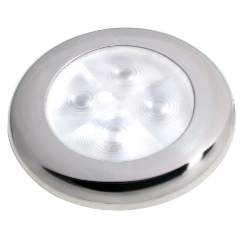 Hella Marine Slim Line LED 'Enhanced Brightness' Round Courtesy Lamp - White LED - Stainless Steel Bezel - 12V - P/N 980500521