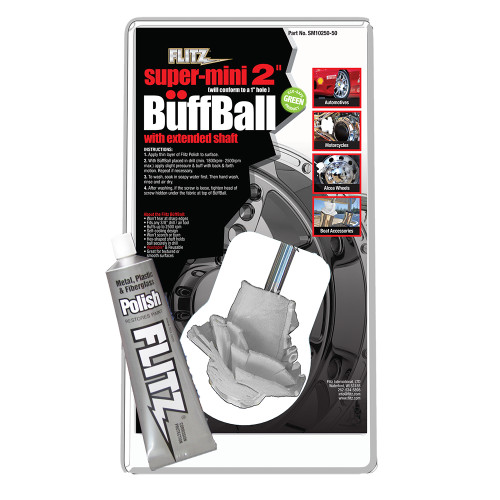 Flitz Buff Ball - Super Mini 2" - White with 1.76oz Tube Flitz Polish - P/N SM 10250-50