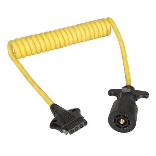 Wesbar 7-Way Trailer to 5-Way Flat Car End Coiled Jumper with  4ft cable - P/N 787195