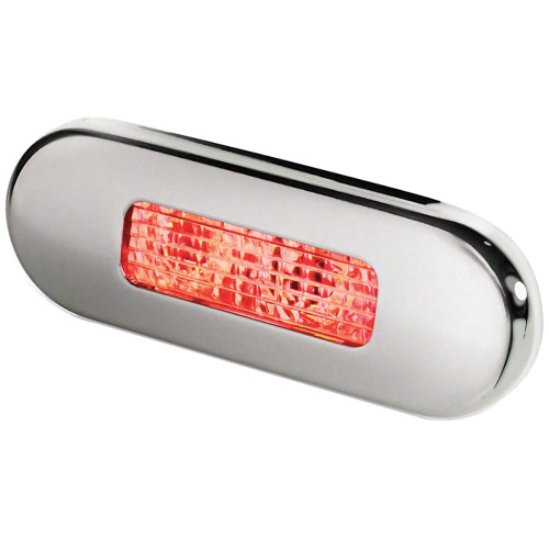 Hella Marine Surface Mount Oblong LED Courtesy Lamp - Red LED - Stainless Steel Bezel - P/N 980869501