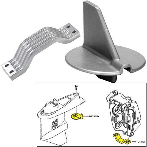 Tecnoseal Anode Kit with Hardware - Yamaha 150-200HP Left Hand Rotation - Aluminum - P/N 21102AL