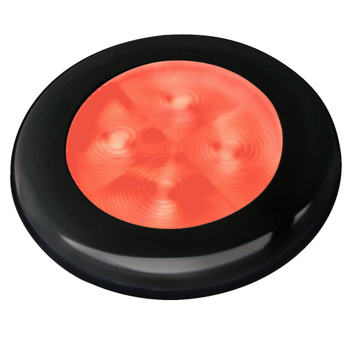 Hella Marine Slim Line LED 'Enhanced Brightness' Round Courtesy Lamp - Red LED - Black Plastic Bezel - 12V - P/N 980507251