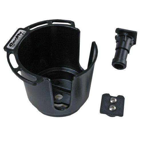 Scotty 311 Drink Holder with Bulkhead/Gunnel Mount & Rod Holder Post Mount - Black - P/N 311-BK