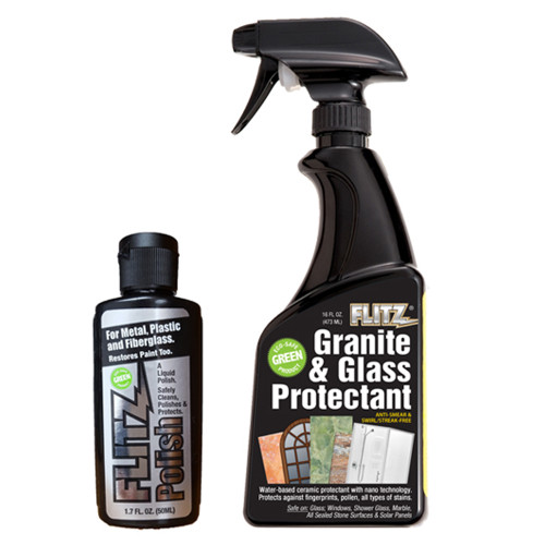 Flitz Granite & Glass Protectant 16oz Spray Bottle with 1-1.7oz Liquid Polish - P/N GRX22806LQ04502