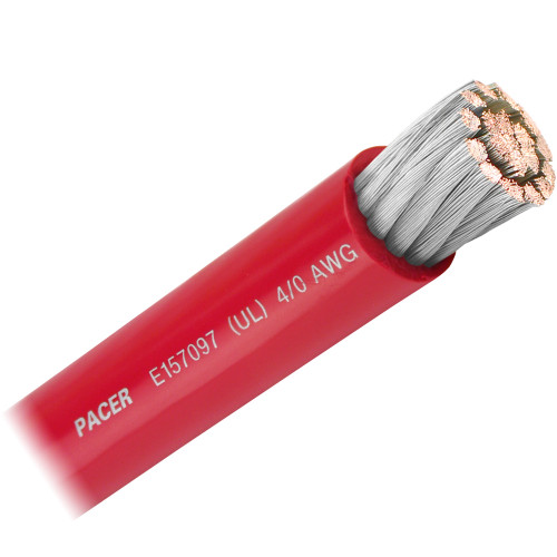 Pacer Red 4/0 AWG Battery Cable - Sold By The Foot - P/N WUL4/0RD-FT
