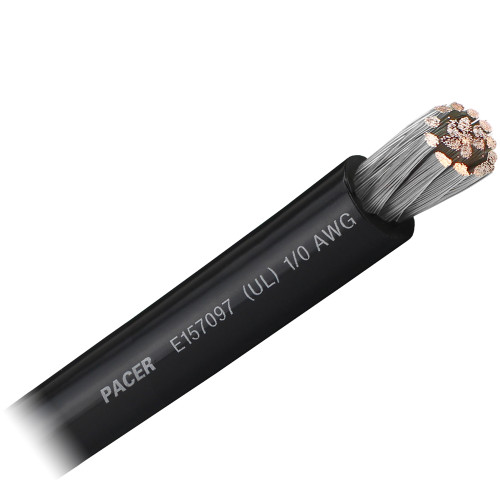 Pacer Black 1/0 AWG Battery Cable - Sold By The Foot - P/N WUL1/0BK-FT