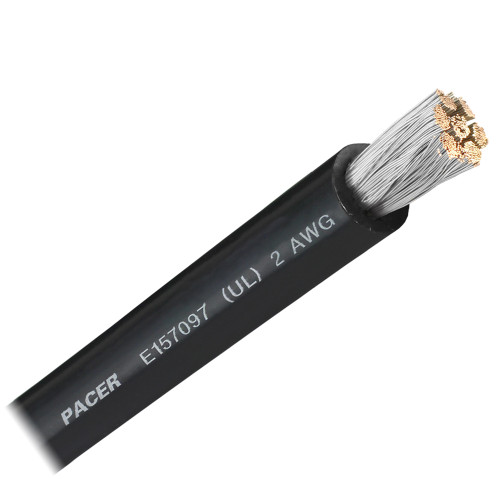 Pacer Black 2 AWG Battery Cable - Sold By The Foot - P/N WUL2BK-FT