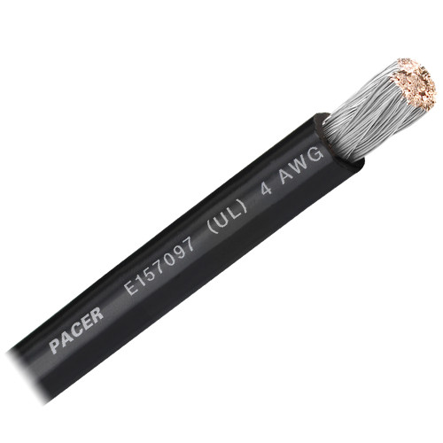 Pacer Black 4 AWG Battery Cable - Sold By The Foot - P/N WUL4BK-FT