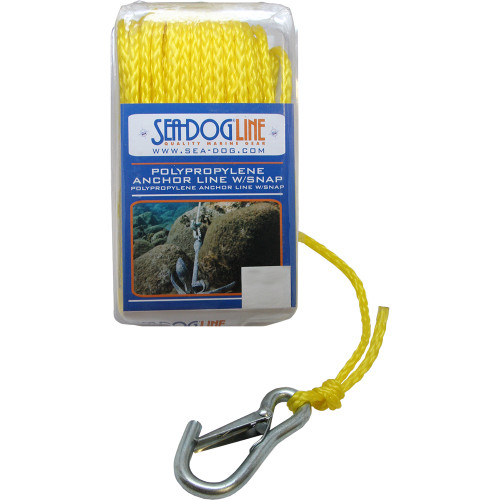 Sea-Dog Poly Pro Anchor Line with Snap - 1/4" x 50' - Yellow - P/N 304206050YW-1