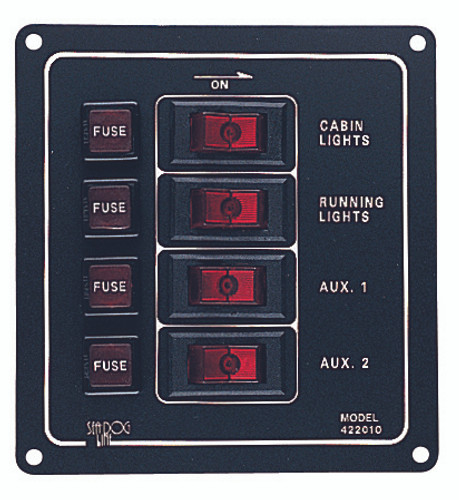 Alum Switch Panel Four Switch by Sea Dog Marine (422010-1)