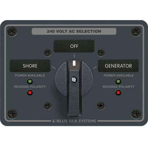 Blue Sea 8363 AC Rotary Switch Panel 65 Ampere 2 Positions + OFF, 3 Pole - P/N 8363