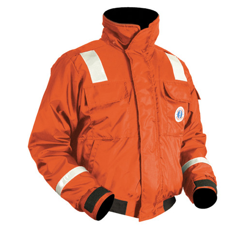 Mustang Classic Flotation Bomber Jacket with Reflective Tape - Orange - XL - P/N MJ6214T1-2-XL-206