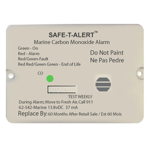 Safe-T-Alert 62 Series Carbon Monoxide Alarm - 12V - 62-542-Marine - Flush Mount - White - P/N 62-542-MARINE