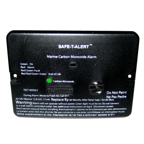 Safe-T-Alert 62 Series Carbon Monoxide Alarm - 12V - 62-542-Marine - Flush Mount - Black - P/N 62-542-MARINE-BLK