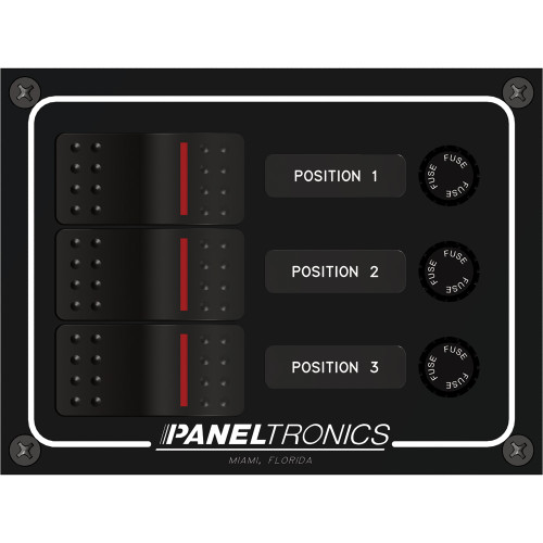 Paneltronics Waterproof Panel - DC 3-Position Illuminated Rocker Switch & Fuse - P/N 9960014B