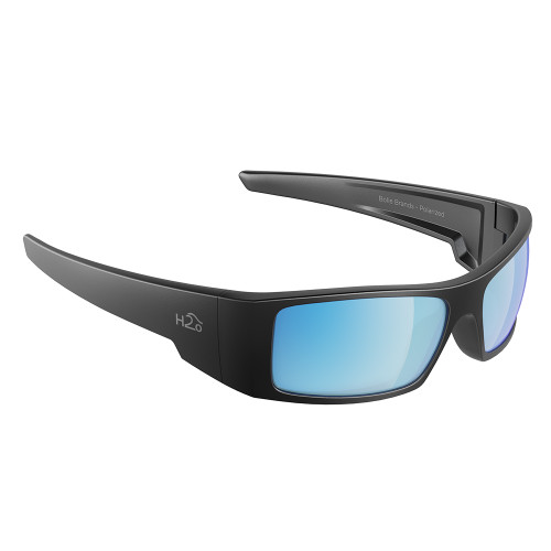 H2Optix Waders Sunglasses Matt Gun Metal, Grey Blue Flash Mirror Lens Cat.3 - AntiSalt Coating with Floatable Cord - P/N H2013