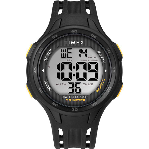 Timex DGTL 45mm Men's Watch - Black/Yellow Case - Black Strap - P/N TW5M41400