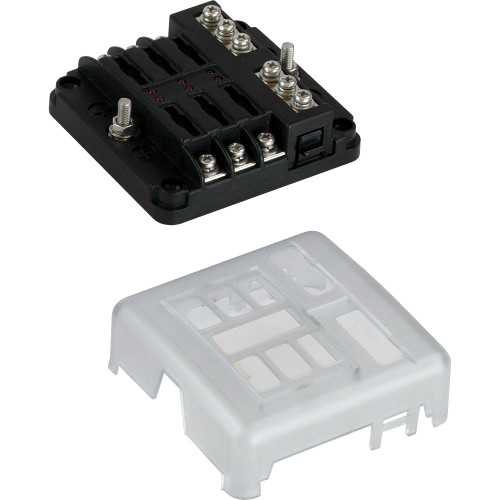 Sea-Dog Blade Style LED Indicator Fuse Block with Negative Bus Bar - 6 Circuit - P/N 445185-1