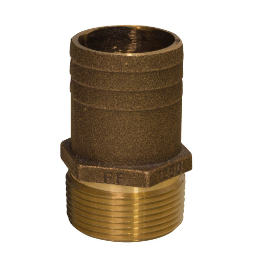 GROCO 1-1/4" NPT x 1-1/2" Bronze Full Flow Pipe to Hose Straight Fitting - P/N FF-1250
