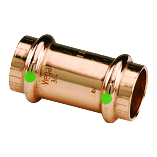 Viega ProPress 1/2" Copper Coupling with Stop - Double Press Connection - Smart Connect Technology - P/N 78047