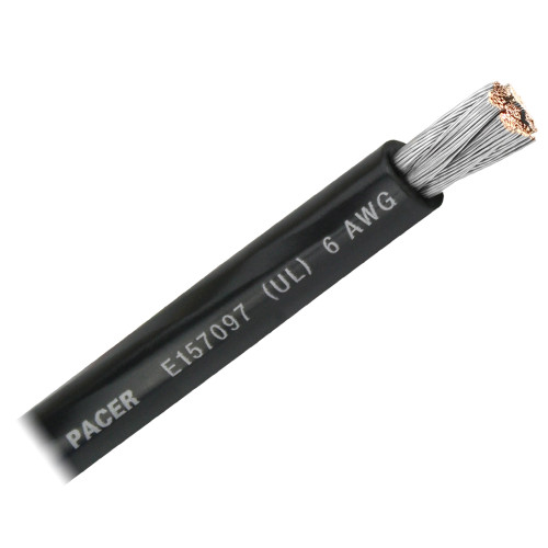 Pacer Black 6 AWG Battery Cable - Sold By The Foot - P/N WUL6BK-FT