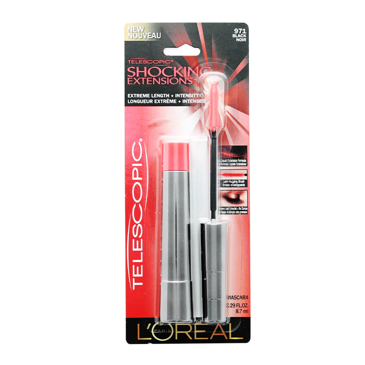 Loreal Telescopic Shocking Extensions Mascara, Black 971 - 0.29 fl oz