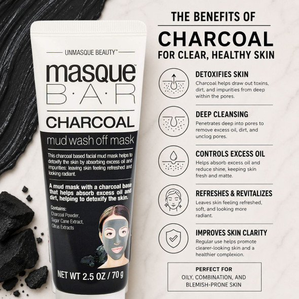 Masque Bar Charcoal Mud Wash Off Mask 2.5 oz