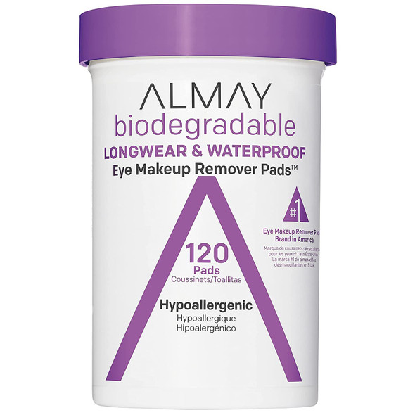 Almay Biodegradable Longwear & Waterproof Eye Makeup Remover Pads, 120 ct