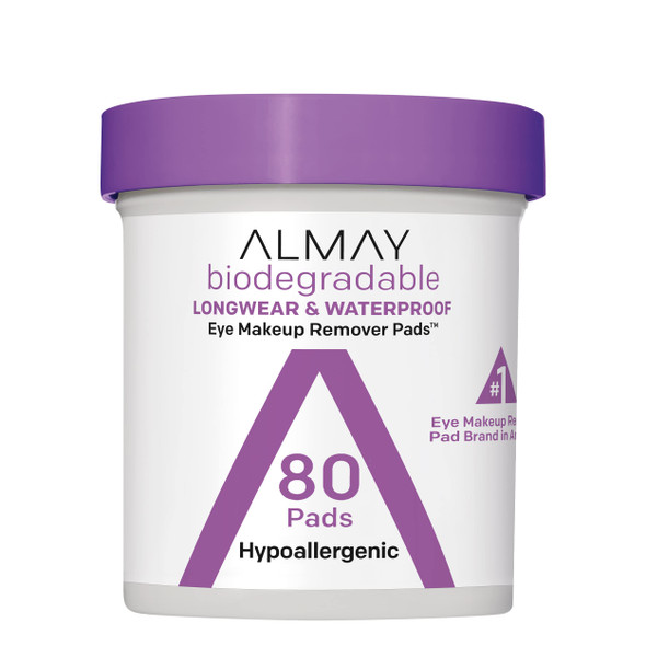 Almay Biodegradable Longwear & Waterproof Eye Makeup Remover Pads - 80 ct